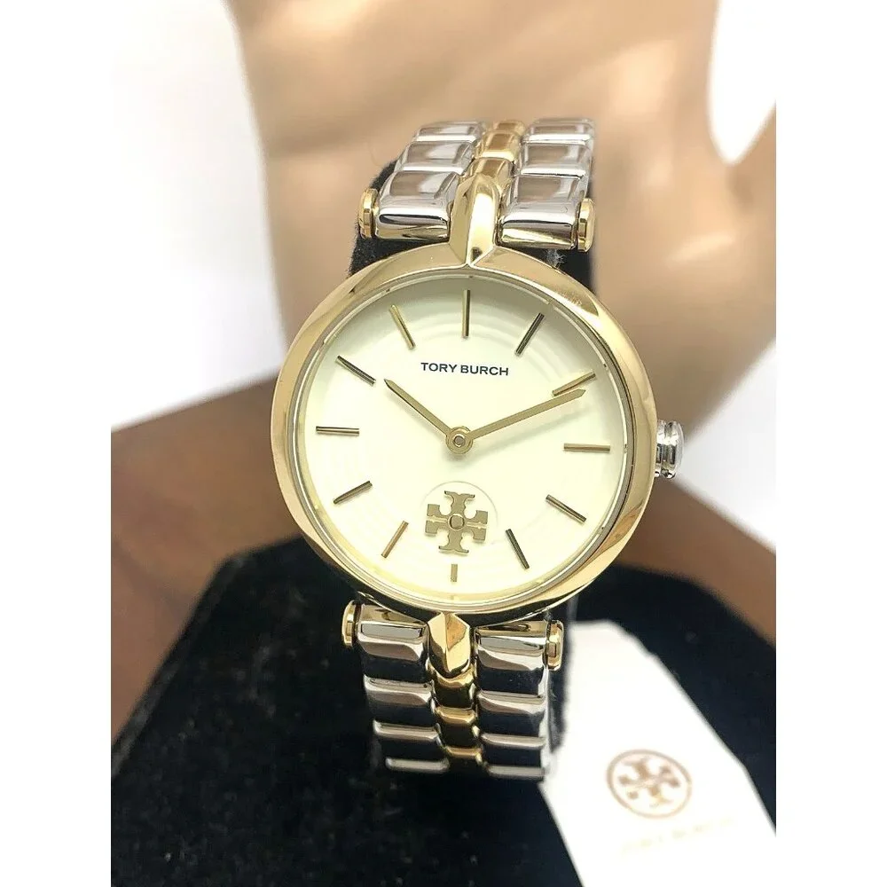 Tory Burch Women's Watch TBW2044 Kira Quartz Cream Dial Two Tone Steel 30mm